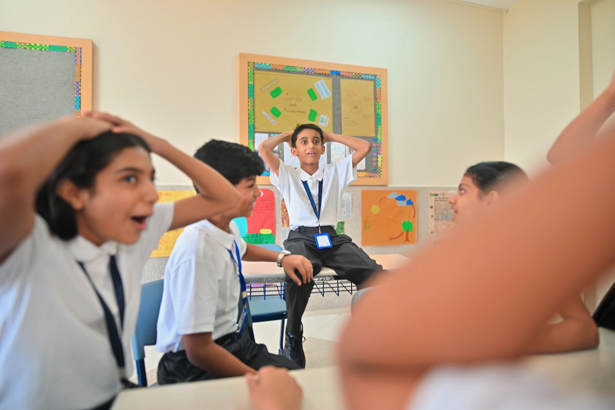 Students collaborating together during a classroom activity